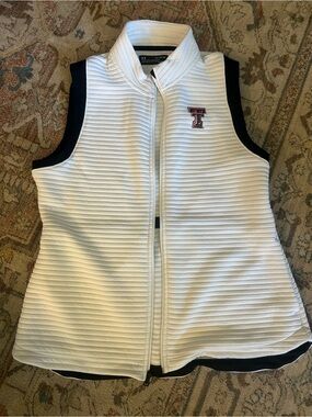 Texas Tech Under Armour White Quilted Sleeveless Zip Vest
